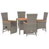 vidaXL 5 Piece Garden Dining Set with Cushions Grey Poly Rattan
