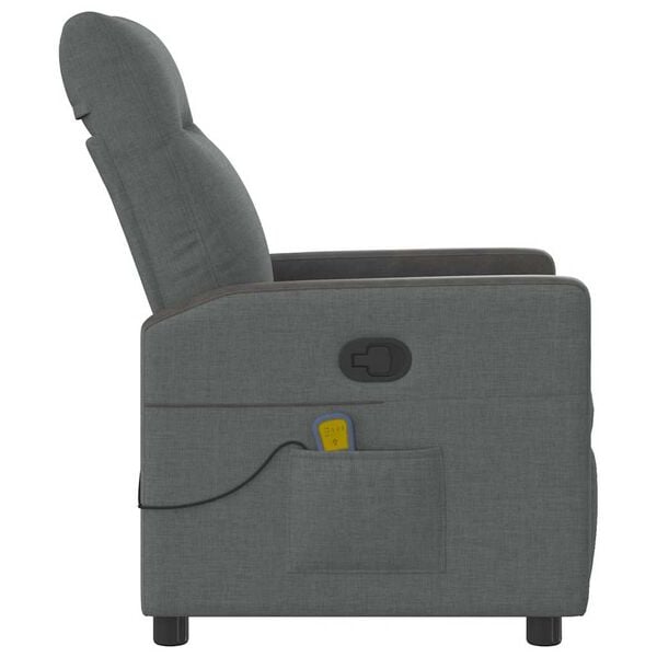 vidaXL Massage Recliner Chair Dark Grey Fabric