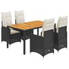 vidaXL 5 Piece Garden Bistro Set with Cushions Black Poly Rattan
