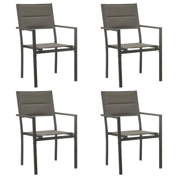 vidaXL 5 Piece Garden Dining Set Black Steel and Textilene