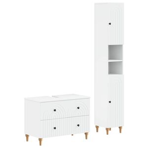 vidaXL 2 Piece Bathroom Cabinet Set ALKMAAR White Engineered Wood