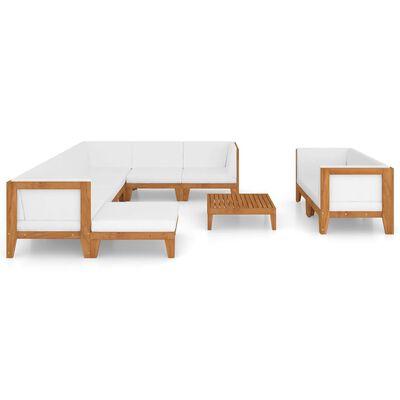 vidaXL 10 Piece Garden Lounge Set with Cushions Solid Acacia Wood