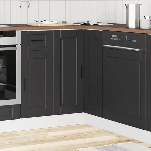 vidaXL Kitchen Corner Base Cabinet&nbsp;Porto Black Engineered Wood