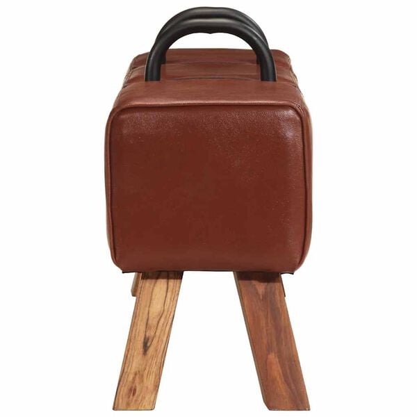 vidaXL Vintage Turnbock Bench with Handles Real Goat Leather