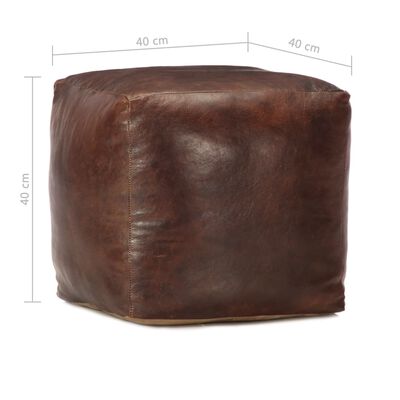 vidaXL Pouffe Dark Brown 40x40x40 cm Genuine Goat Leather