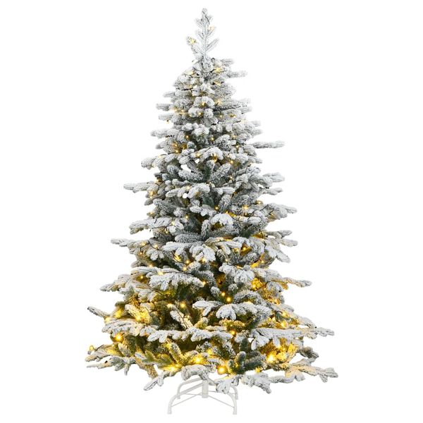vidaXL Artificial Hinged Christmas Tree 300 LEDs & Flocked Snow 240 cm