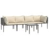 vidaXL 5 Piece Garden Lounge Set with Cushions Grey Poly Rattan