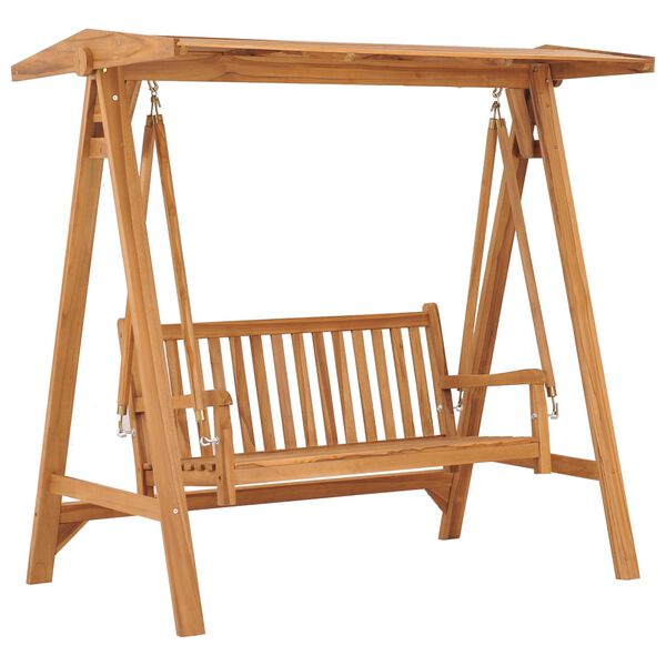 vidaXL Swing Bench with Taupe Cushion 170 cm Solid Teak Wood