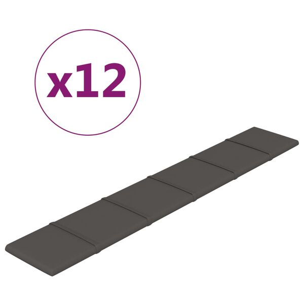 vidaXL Wall Panels 12 pcs Dark Grey 90x15 cm Fabric 1.62 m&sup2;