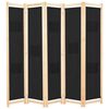 vidaXL 5-Panel Room Divider Black 200x170x4 cm Fabric