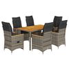 vidaXL 7 Piece Garden Dining Set with Cushions Grey Poly Rattan