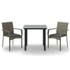 vidaXL 3 Piece Garden Dining Set with Cushions Black and Grey Poly Rattan