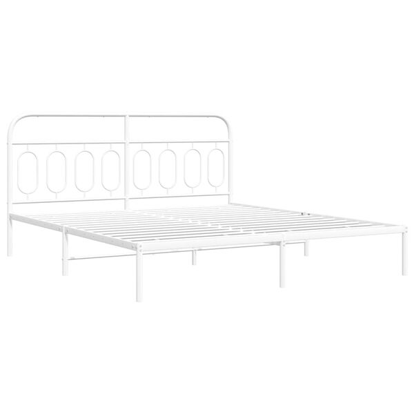 vidaXL Metal Bed Frame without Mattress with Headboard White 180x200cm