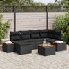 vidaXL Garden Sofa Set with Cushion 7 pcs Black Poly Rattan