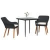 vidaXL Garden Dining Set with Cushion 3 pcs Black Poly Rattan