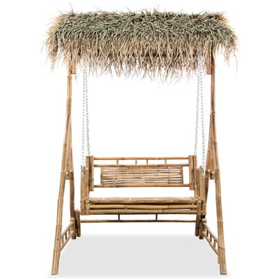 vidaXL 2-Seater Swing Bench with Palm Leaves Bamboo 202 cm