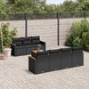vidaXL 8 Piece Garden Sofa Set with Cushions Black Poly Rattan