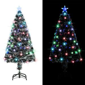 vidaXL Pre-lit Christmas Tree Green and White 120 cm Fibre Optic