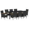 vidaXL Garden Dining Set with Cushion 9 pcs Black Poly Rattan