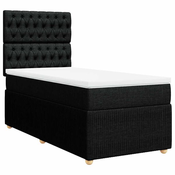vidaXL Box Spring Bed with Mattress Black King Single Fabric