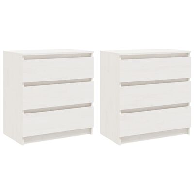 vidaXL Bedside Cabinets 2 pcs White 60x36x64 cm Solid Pinewood