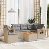 vidaXL 6 Piece Garden Sofa Set with Cushions Beige Poly Rattan