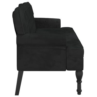vidaXL Bench with Backrest Black 119.5x64.5x75 cm Velvet