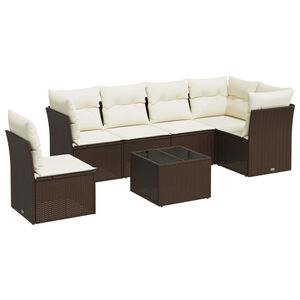 vidaXL 7 Piece Garden Sofa Set with Cushions Black Poly Rattan