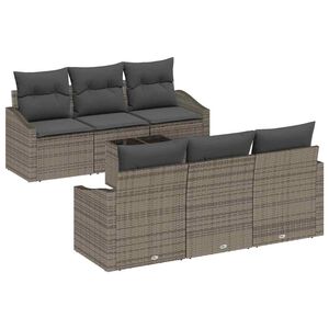 vidaXL Sofa Set 7 pcs Grey [Synthetic]: Poly Rattan