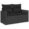 vidaXL Garden Sofa with Cushions 2-Seater Black Poly Rattan