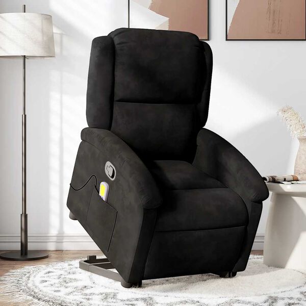 vidaXL Stand up Massage Recliner Chair Black Velvet