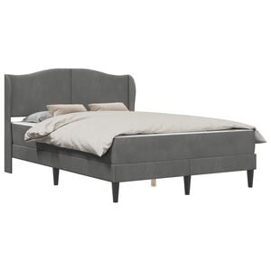 vidaXL Bed Frame with Headboard Dark Grey 137 x 190 cm Velvet