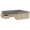 vidaXL 11 Piece Garden Sofa Set with Cushions Beige Poly Rattan