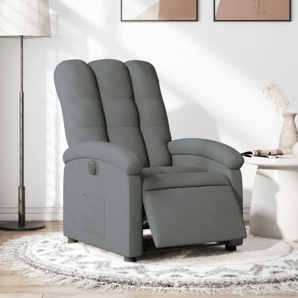 vidaXL Electric Recliner Chair Dark Grey Fabric