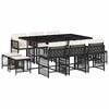vidaXL 11 Piece Garden Dining Set with Cushions Black Poly Rattan