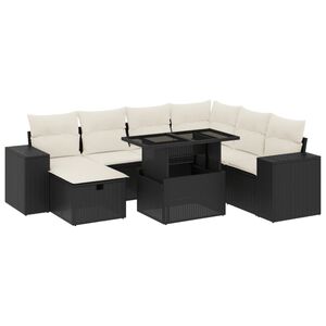 vidaXL 8 Piece Garden Sofa Set with Cushions Black Poly Rattan
