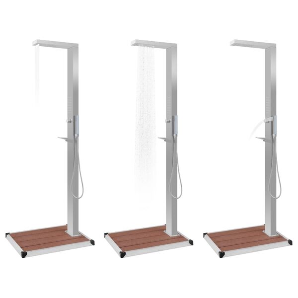 vidaXL Outdoor Shower with Tray WPC Stainless Steel