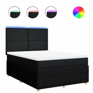 vidaXL Box Spring Bed with Mattress Black Queen Fabric