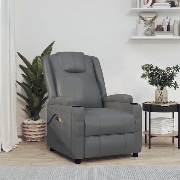 vidaXL Stand up Massage Chair Anthracite Faux Leather