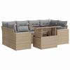 vidaXL 7 Piece Garden Sofa Set with Cushions Beige Poly Rattan
