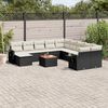 vidaXL 12 Piece Garden Sofa Set with Cushions Black Poly Rattan