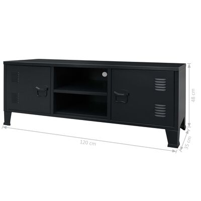 vidaXL TV Cabinet Metal Industrial Style 120x35x48 cm Black
