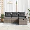 vidaXL Garden Sofa Set with Cushion with Storage 4 pcs Poly rattan