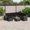 vidaXL 8 Piece Garden Sofa Set with Cushions Black Poly Rattan