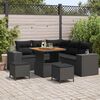 vidaXL Garden Sofa Set with Cushion 8 pcs Black Poly Rattan