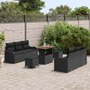 vidaXL Garden Sofa Set Height-Adjustable 9 pcs Black Poly Rattan