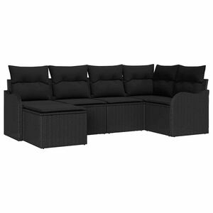 vidaXL Garden Sofa Set with Cushion 6 pcs Black Poly rattan