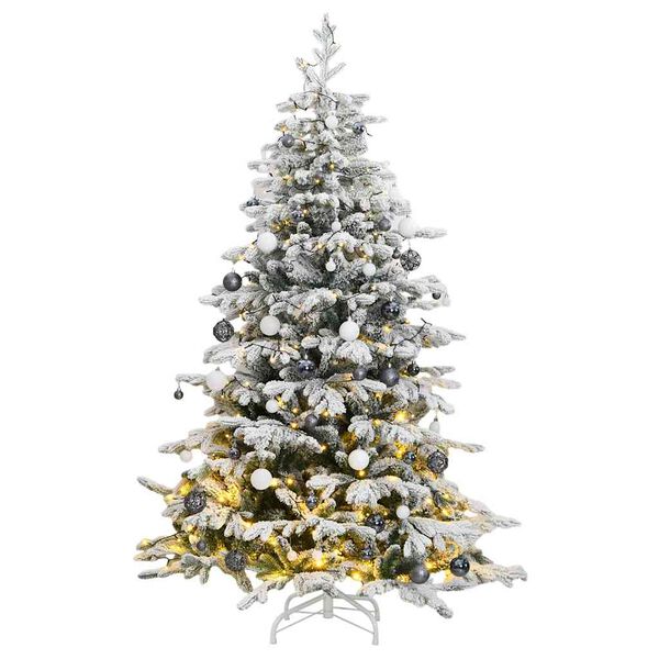 vidaXL Artificial Hinged Christmas Tree 300 LEDs & Ball Set 210 cm