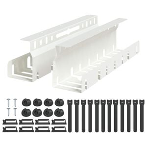 vidaXL Under Desk Cable Management Tray 2 pcs White 43 x 9 x 11.5 cm