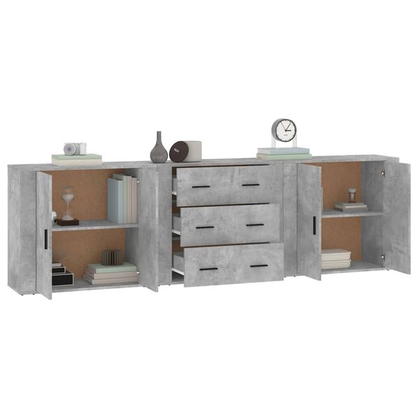 vidaXL Sideboards 3 pcs Concrete Grey Engineered Wood